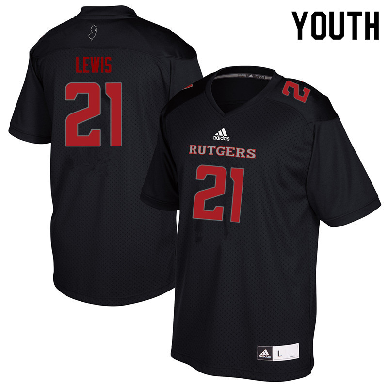 Youth #21 Eddie Lewis Rutgers Scarlet Knights College Football Jerseys Sale-Black